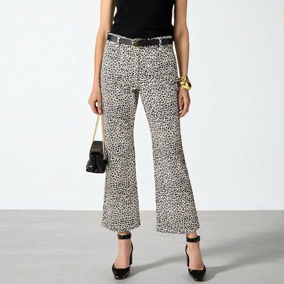 J. Crew Tall high-rise kickout jean with sailor pockets in leopard print Size 28 - Picture 1 of 13